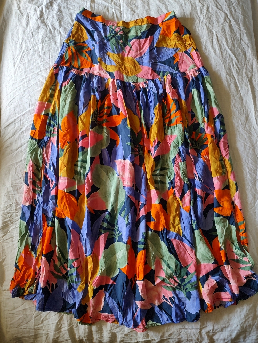 Abel The Label Vibrant Multi-Color Floral Midi Skirt Bohemian Medium Rayon - Picture 2 of 4